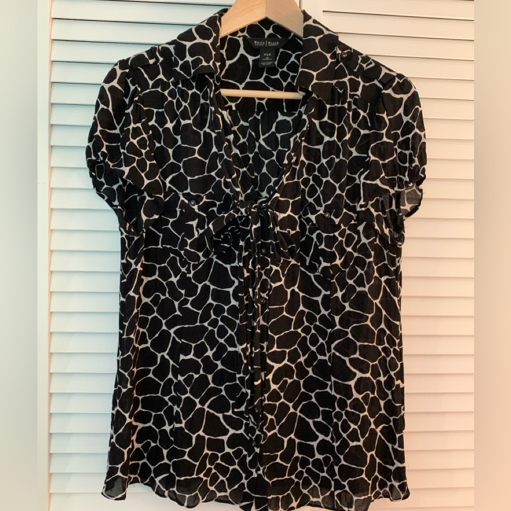 White House black market silk blouse with tie Size 12